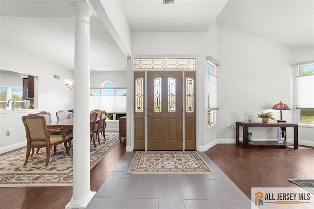 24 Birmingham Ln, Monroe, NJ 08831 - foyer entrance featuring ornate columns and wood finished floors