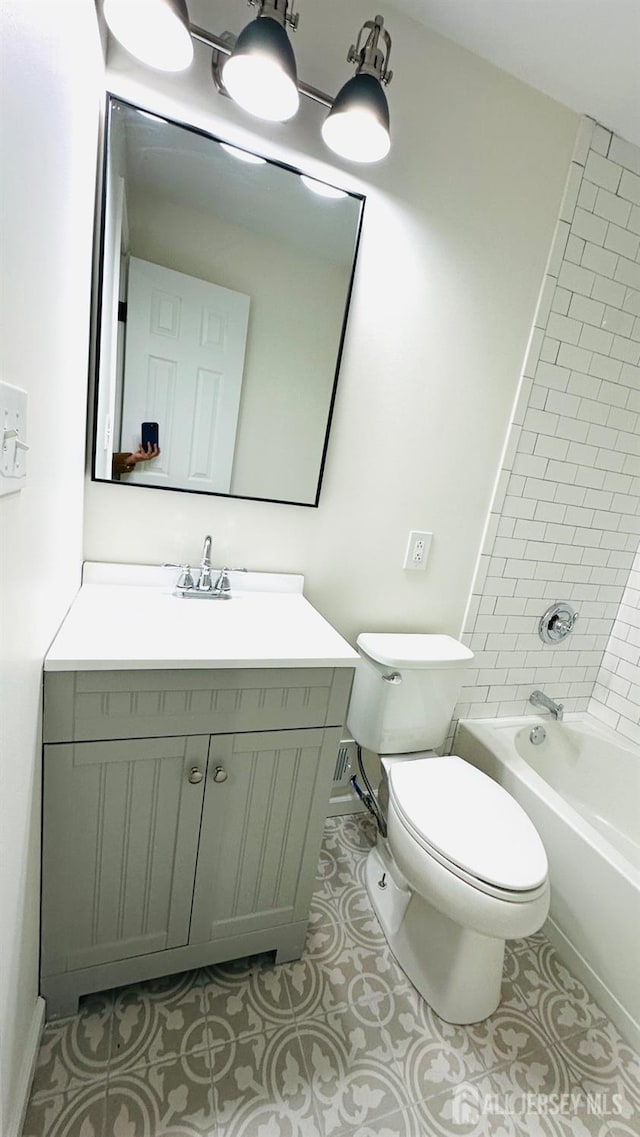 7 Harper Rd, South Brunswick, NJ 08852 - full bathroom featuring vanity, toilet, baseboards, bathtub / shower combination, and tile patterned flooring
