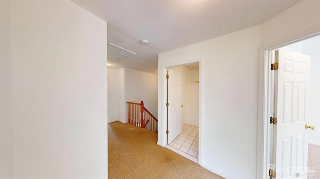 28 Elm St, East Brunswick, NJ 08816 - hallway with attic access, an upstairs landing, and carpet floors