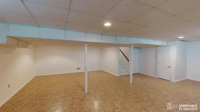 28 Elm St, East Brunswick, NJ 08816 - finished basement featuring stairway, recessed lighting, and a drop ceiling