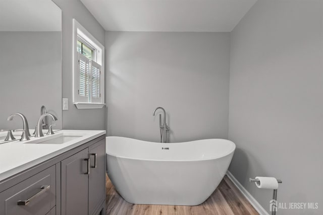 41 Haymarket Ct, East Windsor, NJ 08512 - full bathroom with wood finished floors, vanity, and a soaking tub