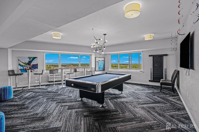 110 Somerset St Unit 2114, New Brunswick, NJ 08901 - game room featuring carpet flooring, billiards, and baseboards
