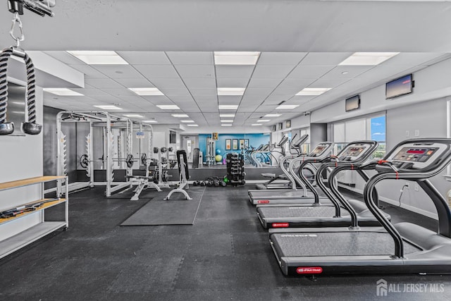 110 Somerset St Unit 2114, New Brunswick, NJ 08901 - workout area with a paneled ceiling