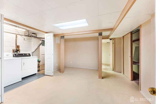 finished basement with independent washer and dryer