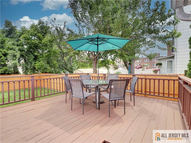 15 Leland Ave, South River, NJ 08882 - wooden deck featuring a fenced backyard and outdoor dining space