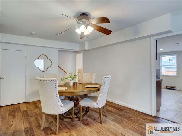 15 Leland Ave, South River, NJ 08882 - dining space featuring ceiling fan and light wood-style flooring