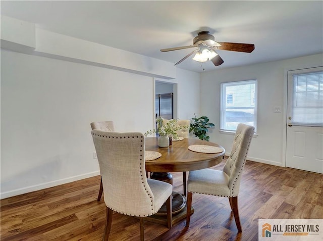 15 Leland Ave, South River, NJ 08882 - dining area featuring ceiling fan and wood finished floors