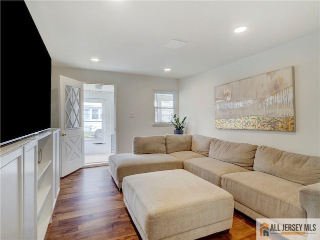 15 Leland Ave, South River, NJ 08882 - living area featuring dark wood finished floors and recessed lighting