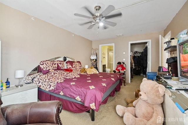 816 Harbortown Blvd Unit 816, Perth Amboy, NJ 08861 - bedroom with carpet, a spacious closet, ensuite bathroom, and ceiling fan
