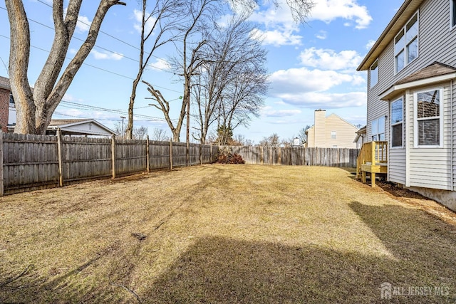 view of yard featuring a fenced backyard