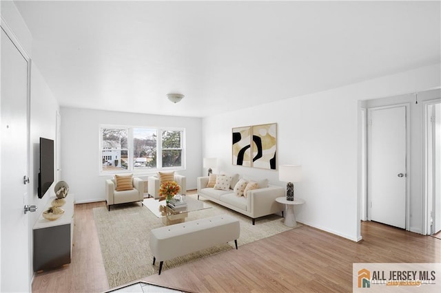 living room with light hardwood / wood-style floors