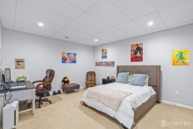 6 Traditions Pl, Monroe, NJ 08831 - bedroom with carpet, recessed lighting, an office area, and a drop ceiling
