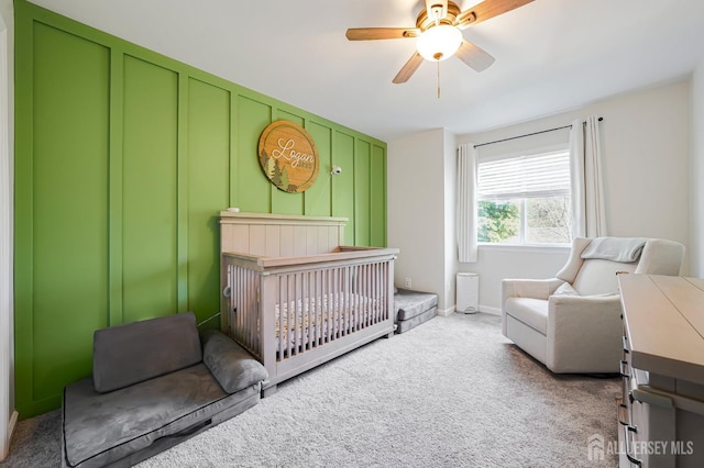 30 Forest Garden Dr, Old Bridge, NJ 07747 - carpeted bedroom featuring a nursery area and ceiling fan