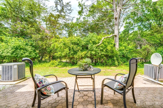 362 Aldeburgh Ave, Franklin Twsp, NJ 08873 - view of patio with cooling unit and view of wooded area