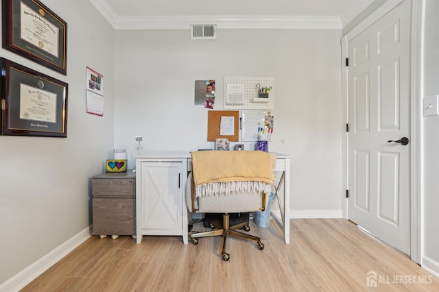 522 Hancock St, Middlesex, NJ 08846 - office area featuring light wood-style flooring, baseboards, and ornamental molding
