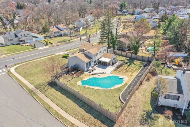 aerial view with a residential view