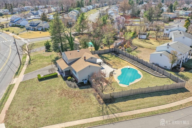 bird's eye view with a residential view