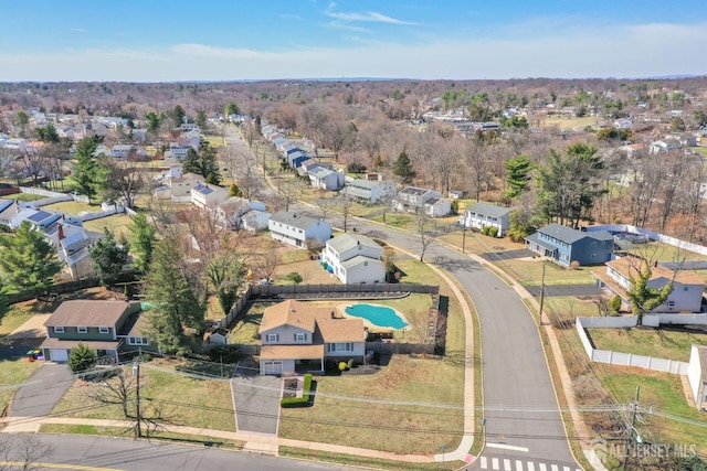 drone / aerial view with a residential view
