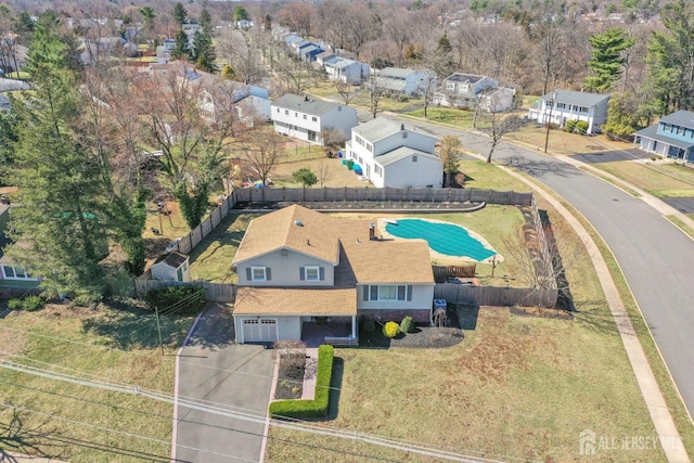 bird's eye view featuring a residential view