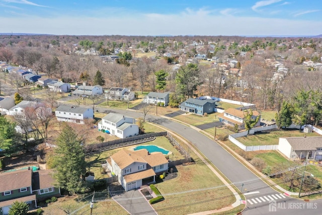 aerial view with a residential view