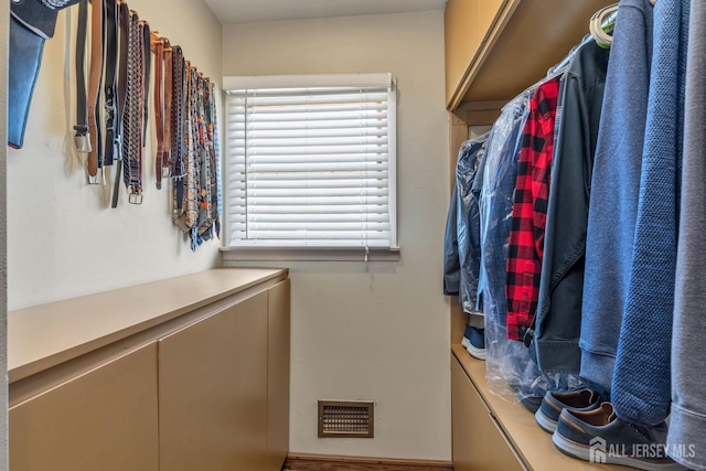 spacious closet featuring visible vents