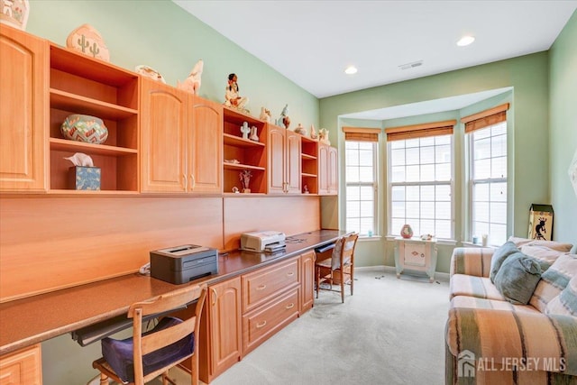 56 Kings Mill Rd, Monroe, NJ 08831 - office space featuring built in study area, light carpet, recessed lighting, and baseboards