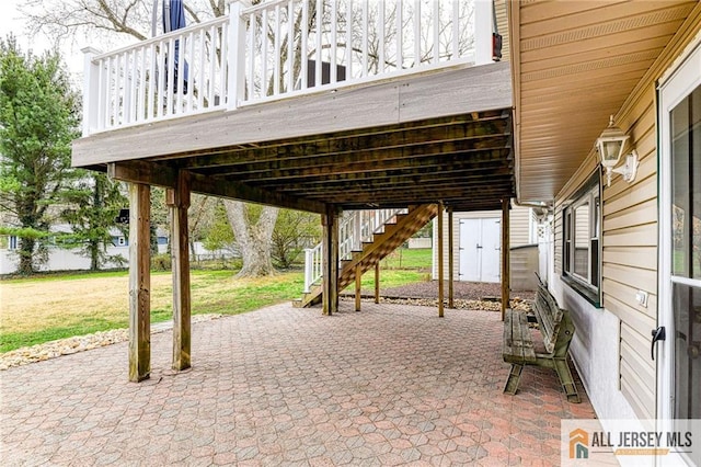 view of patio with stairs