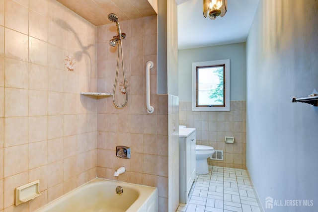 21 Princeton Rd, Old Bridge, NJ 08859 - full bath with tile walls,  shower combination, and a wainscoted wall