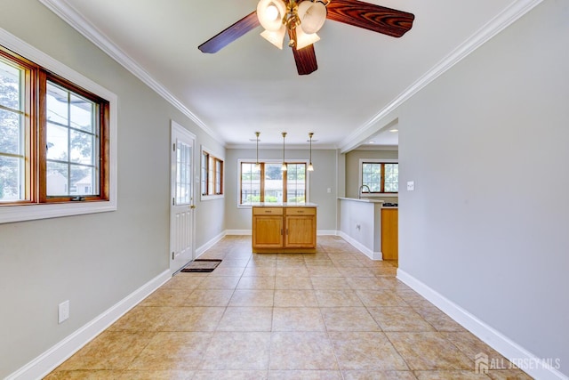 21 Princeton Rd, Old Bridge, NJ 08859 - spare room featuring ornamental molding, a ceiling fan, and light tile patterned flooring