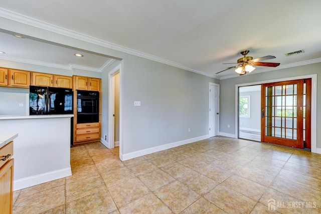 21 Princeton Rd, Old Bridge, NJ 08859 - spare room with a ceiling fan, crown molding, light tile patterned flooring, and recessed lighting