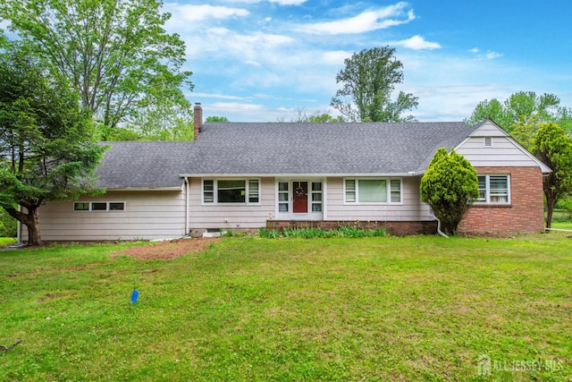 108 Midwood Way, Colonia, NJ 07067 - ranch-style house with a chimney, a front lawn, and a shingled roof