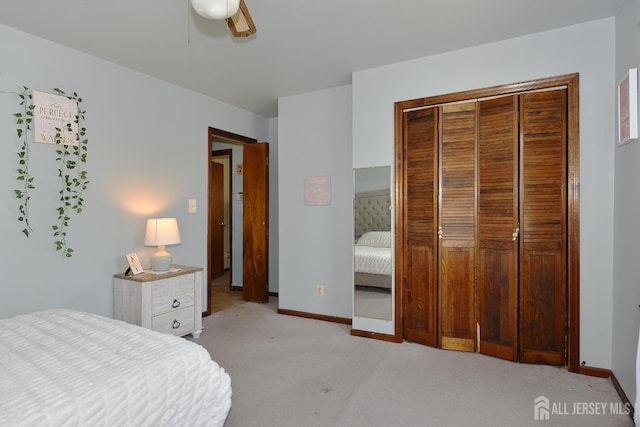 100 Woodland Ave, Fords, NJ 08863 - bedroom featuring light carpet, a closet, and ceiling fan