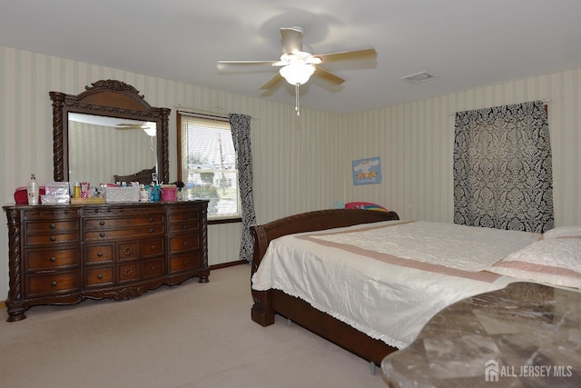 100 Woodland Ave, Fords, NJ 08863 - carpeted bedroom featuring wallpapered walls and ceiling fan