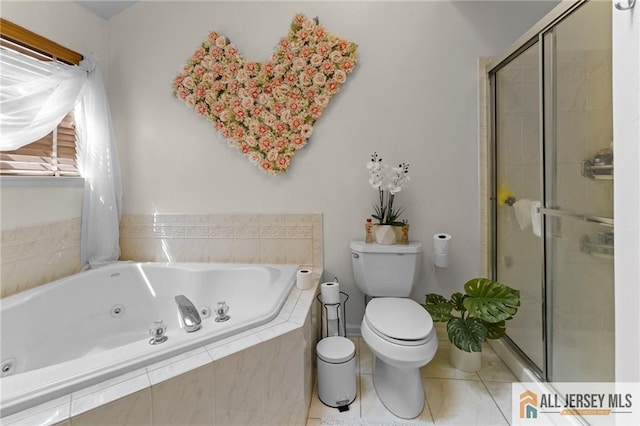 11 Rondell Ln, South Amboy, NJ 08879 - bathroom with a jetted tub, a stall shower, and tile patterned flooring