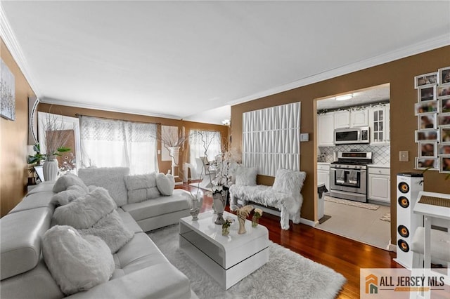 11 Rondell Ln, South Amboy, NJ 08879 - living room featuring crown molding and wood finished floors