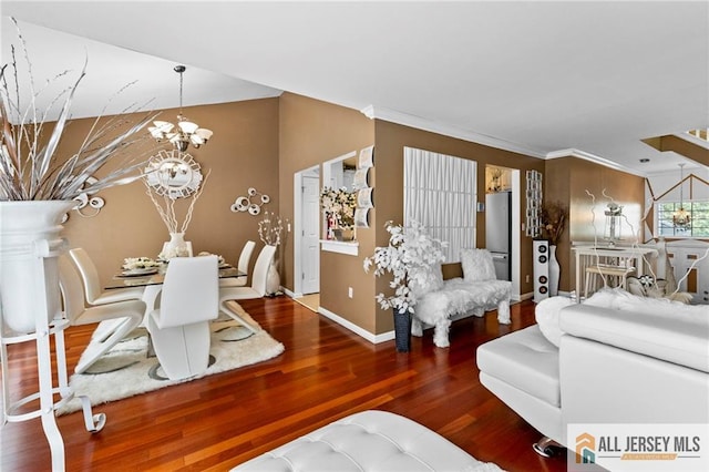 11 Rondell Ln, South Amboy, NJ 08879 - living room featuring a chandelier, wood finished floors, and crown molding