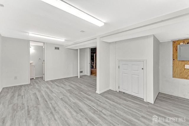114 Jeffery Rd, Colonia, NJ 07067 - finished below grade area featuring wood finished floors and electric panel
