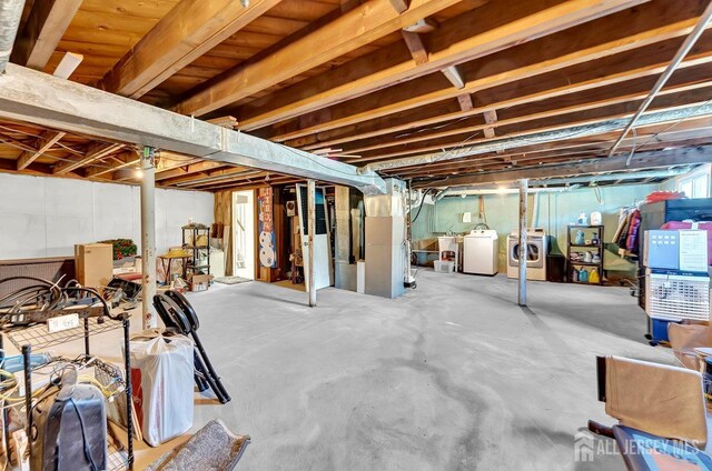 114 Jeffery Rd, Colonia, NJ 07067 - unfinished basement with washer and clothes dryer
