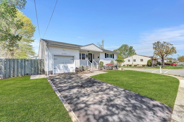 114 Jeffery Rd, Colonia, NJ 07067 - ranch-style house with asphalt driveway, a garage, and covered porch