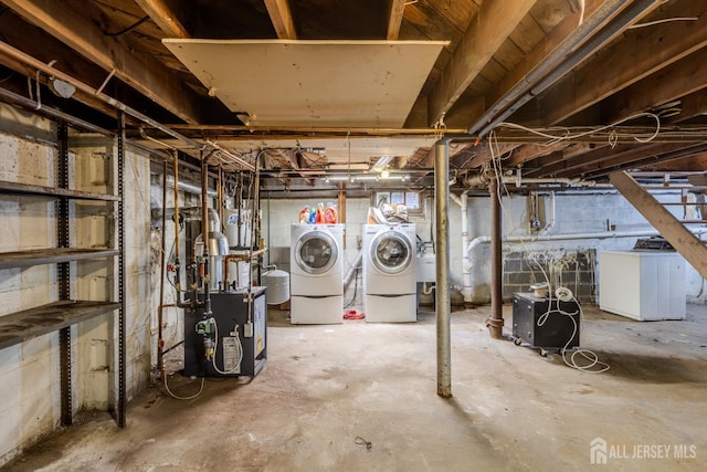 170 Jordon Rd, Colonia, NJ 07067 - unfinished below grade area featuring independent washer and dryer and a heating unit