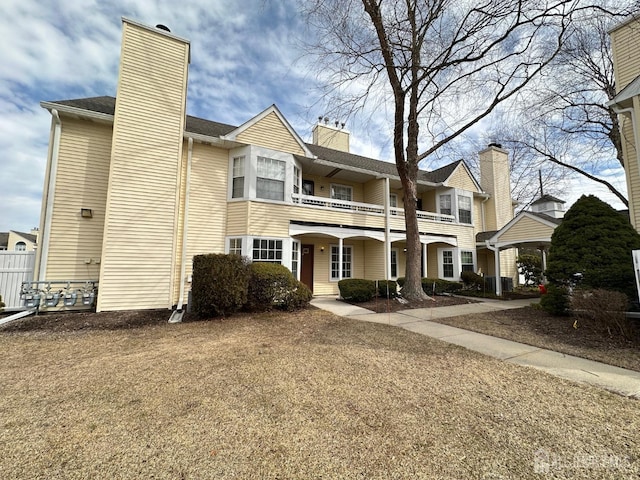 158 Mill Run, Hightstown, NJ 08520 - view of property featuring a chimney and a balcony