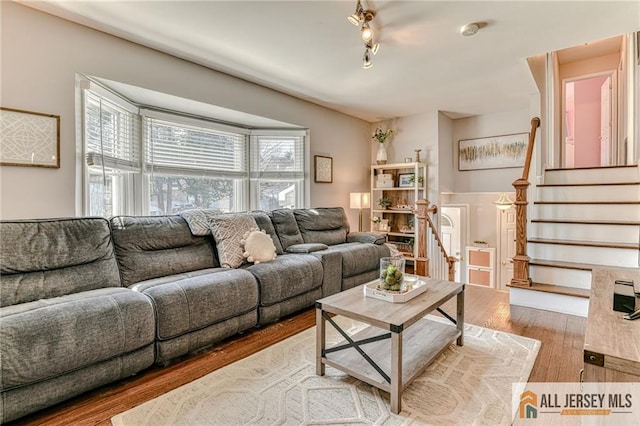 35 Outcalt Rd, Edison, NJ 08817 - living room with wood finished floors and stairway