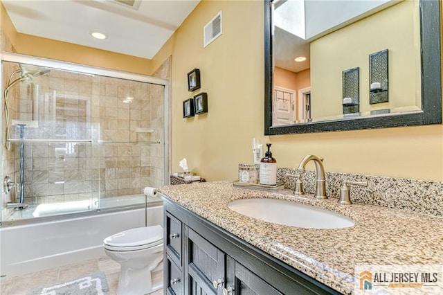 35 Outcalt Rd, Edison, NJ 08817 - full bath featuring visible vents, vanity, toilet, shower / bath combination with glass door, and recessed lighting