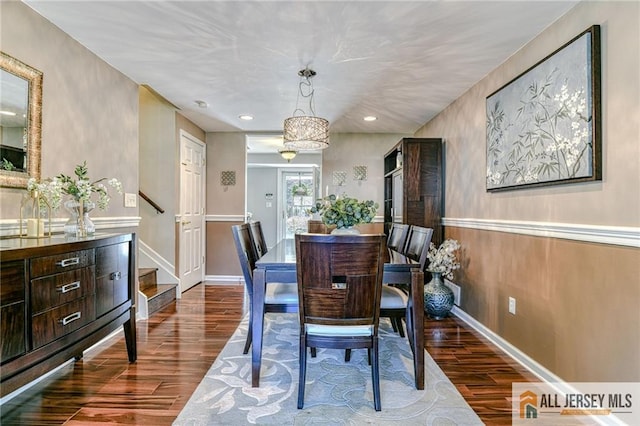 35 Outcalt Rd, Edison, NJ 08817 - dining area featuring stairway, baseboards, recessed lighting, and wood finished floors