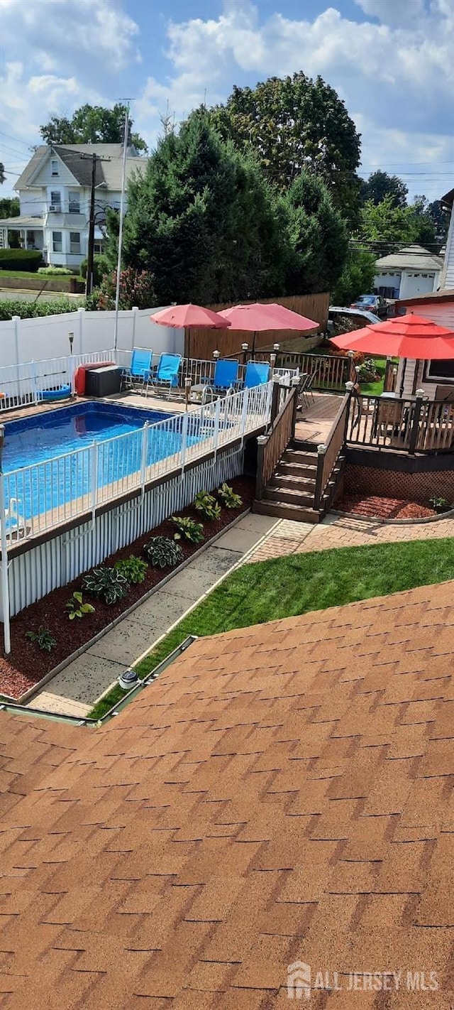 view of pool featuring a fenced in pool and fence