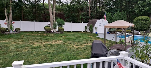 4 Hemlock Hill Rd, Jackson, NJ 08527 - fenced backyard with a storage unit and a gazebo