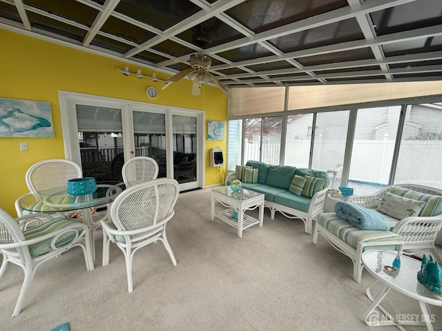 4 Hemlock Hill Rd, Jackson, NJ 08527 - sunroom / solarium with an outdoor living space, ceiling fan, and coffered ceiling