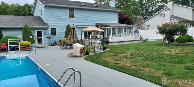 4 Hemlock Hill Rd, Jackson, NJ 08527 - rear view of house featuring a patio, a wooden deck, and a sunroom