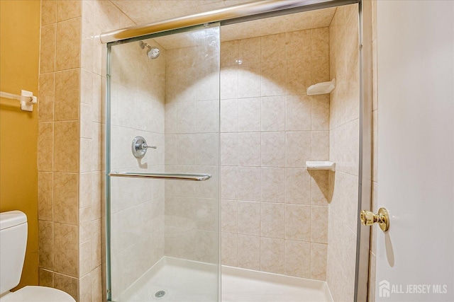 full bath with a stall shower and toilet