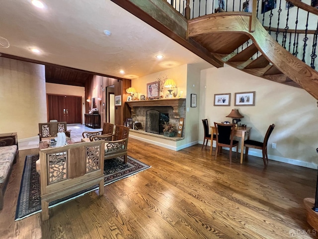 2 Gloucester Ct, East Brunswick, NJ 08816 - living room with recessed lighting, baseboards, and wood finished floors